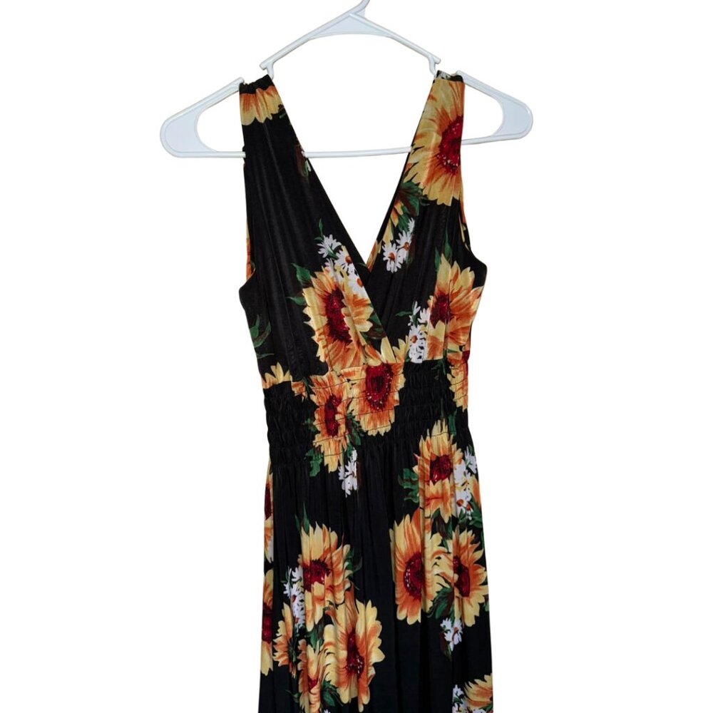 🔵 NWOT Maxi Stretch Sunflower Dress - Picture 2 of 5